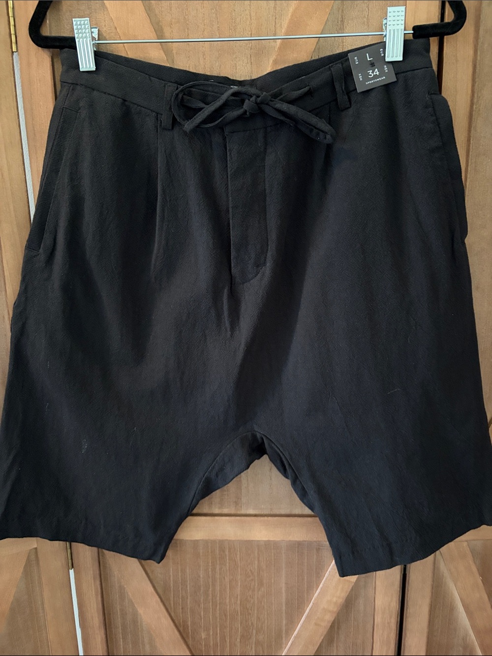 PULL & BEAR Men's Black Drawstring Hybrid Shorts SIZE LARGE NWT